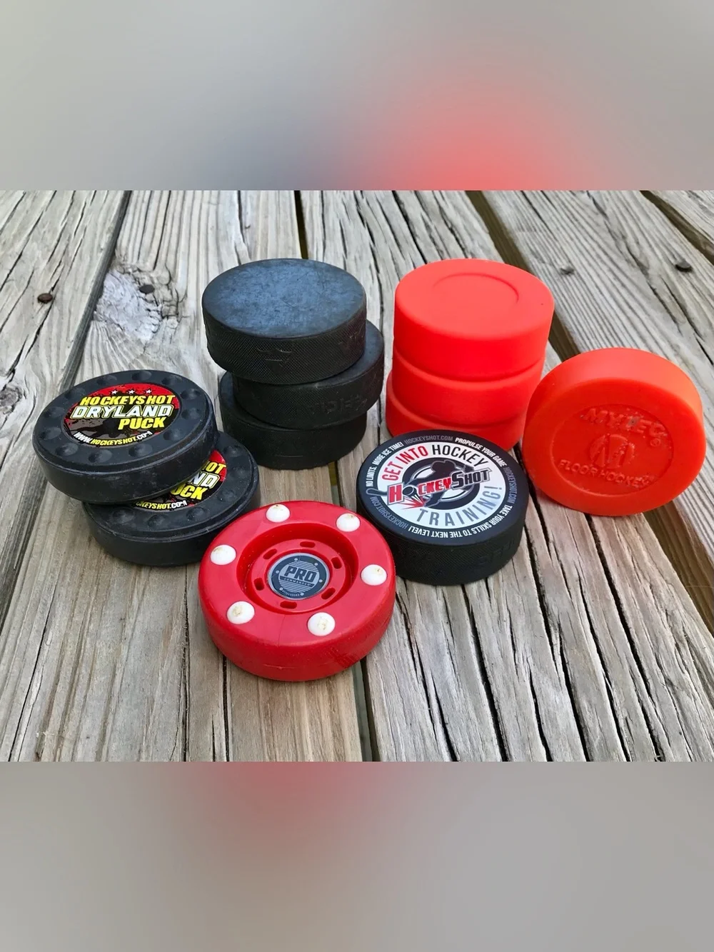 Various Lot 11 Hockey Pucks Hard Soft Dryland NHL Hockey Shot Training Game Puck